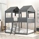 preview thumbnail 1 of 6, Gray Playful Full Over Full Wood Bunk Bed with Playhouse-Inspired Design Gray