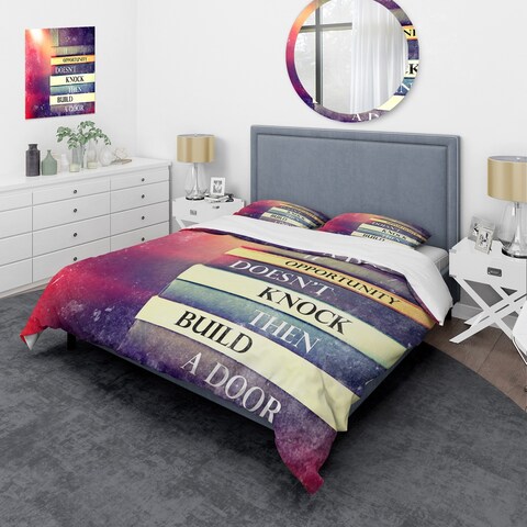 Designart 'If Opportunity Does Not Knock Build A Door' Traditional Duvet Cover Comforter Set