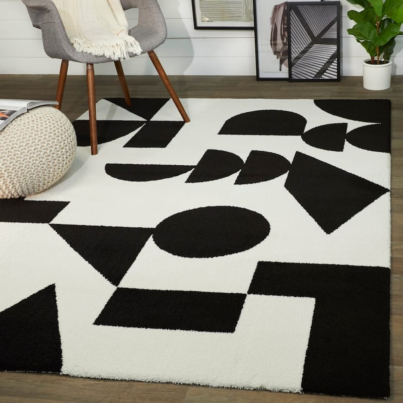 Steiner Abstract Geometric Area Rug - 7'10" x 10' - Black - Rectangle