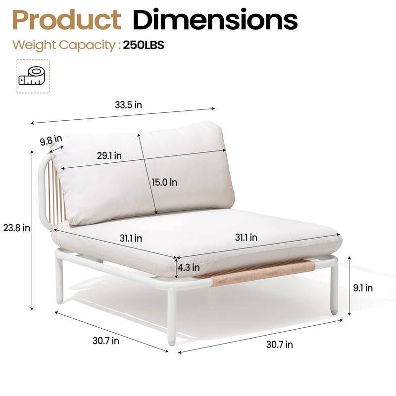 Cushion Patio Sectional Sofa Set Outdoor DIY Free Combination Furniture