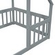 preview thumbnail 8 of 25, Twin Size Wood House-Shaped Floor Bed with Fence and Guardrails, Grey