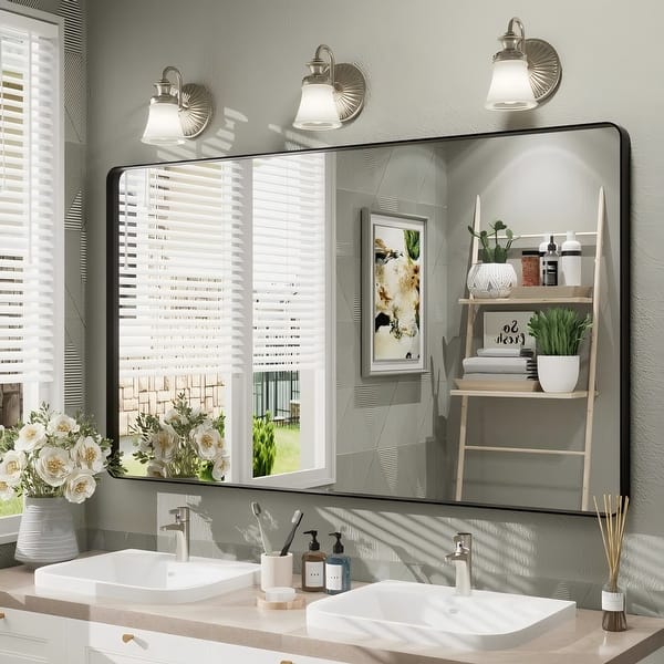 slide 2 of 143, Apmir Metal Frame Tempered Glass Bathroom Vanity Mirror for Wall, Cloakroom, Bedroom