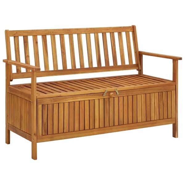 slide 2 of 5, vidaXL Patio Storage Bench 47.2" Solid Acacia Wood - 47.2"x24.8"x33.1"