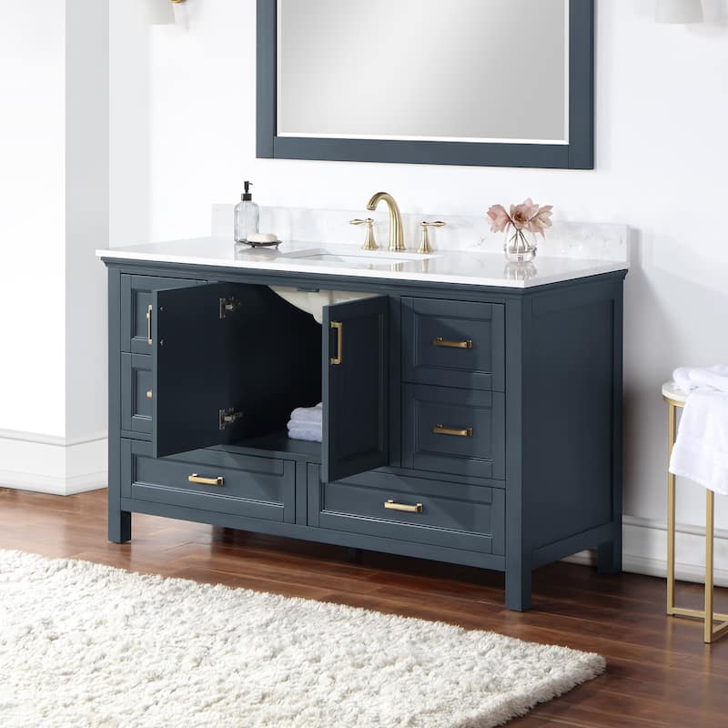 Altair Isla 60" Bathroom Vanity in Classic Blue with Countertop,no Mirror - 60 in.