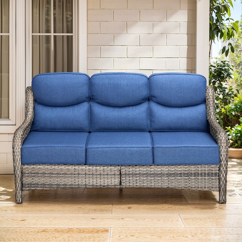 Gymojoy 72'' 3-Seat Outdoor Durable Sofa with 6-Inch Ultra-Plush Cushions & Water-Resistant Olefin Fabric