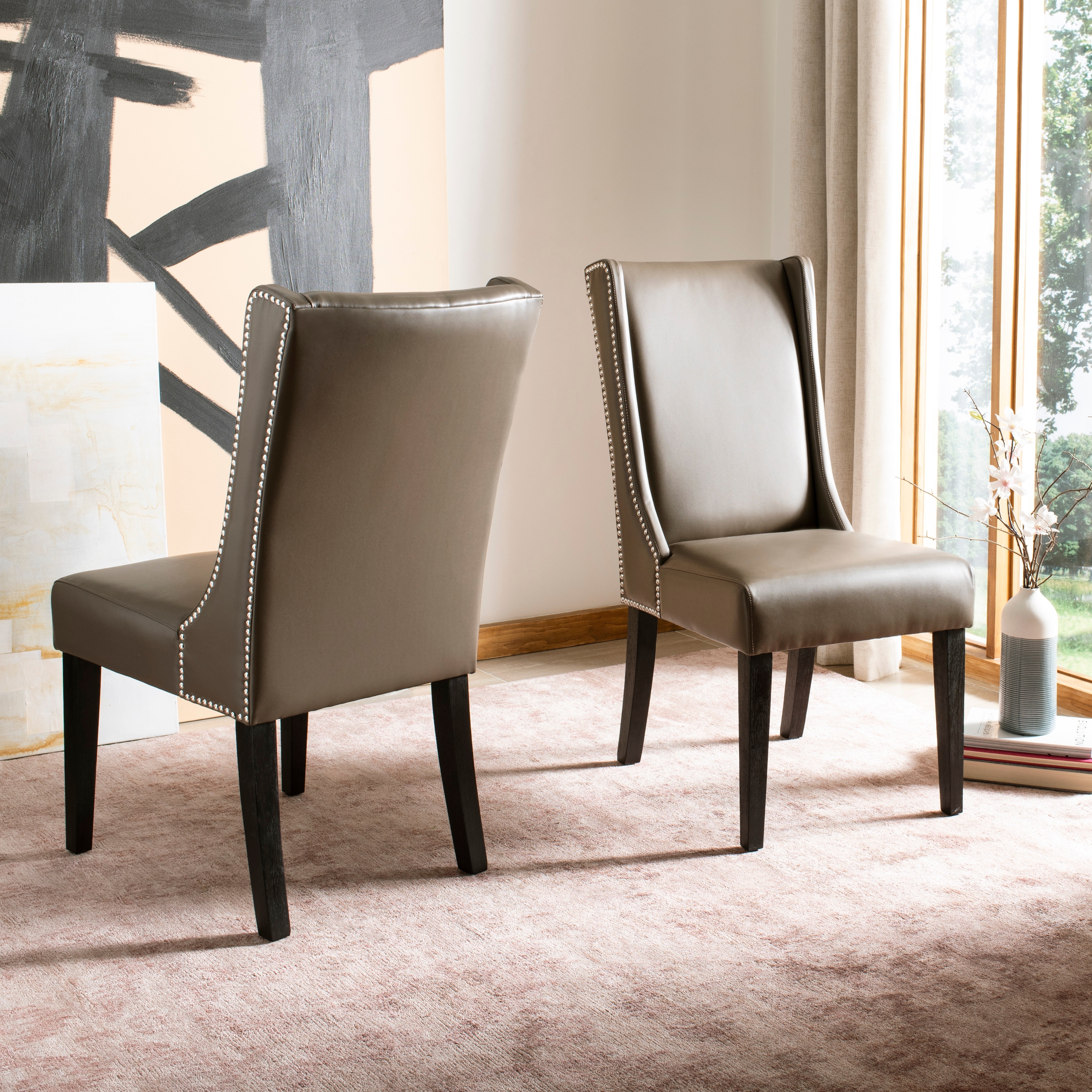 Overstock leather sales dining chairs