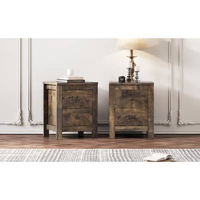Farmhouse Wooden Nightstand Set of 2