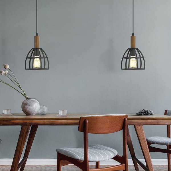 Ove Decors Woodstock 1 Light 8 In Ceiling Pendant Light In Black And Wood Finish On Sale Overstock 32207542