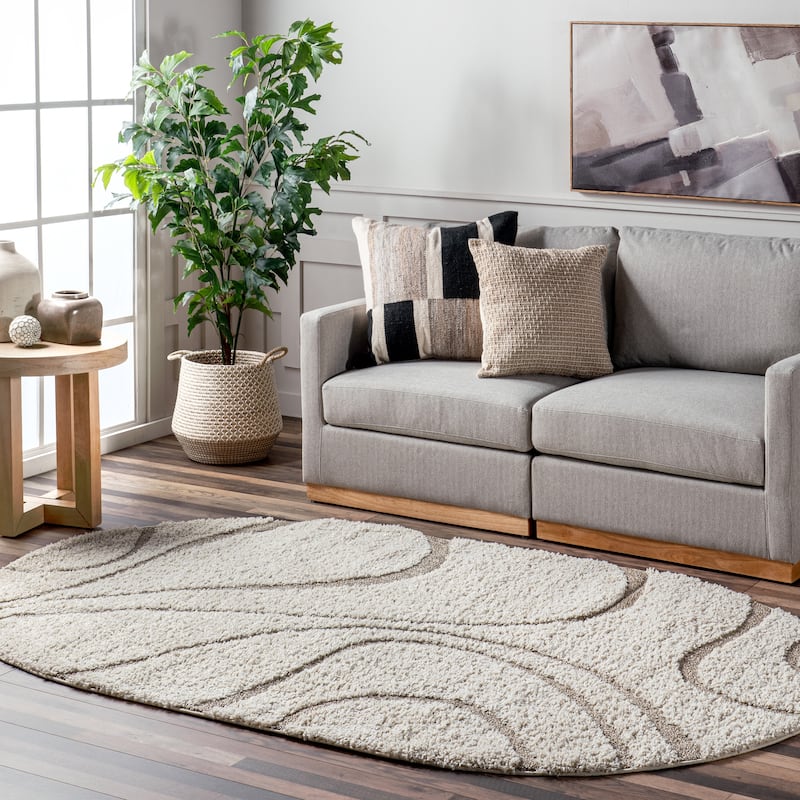 Brooklyn Rug Co Krista Contemporary Swirls Shag Area Rug