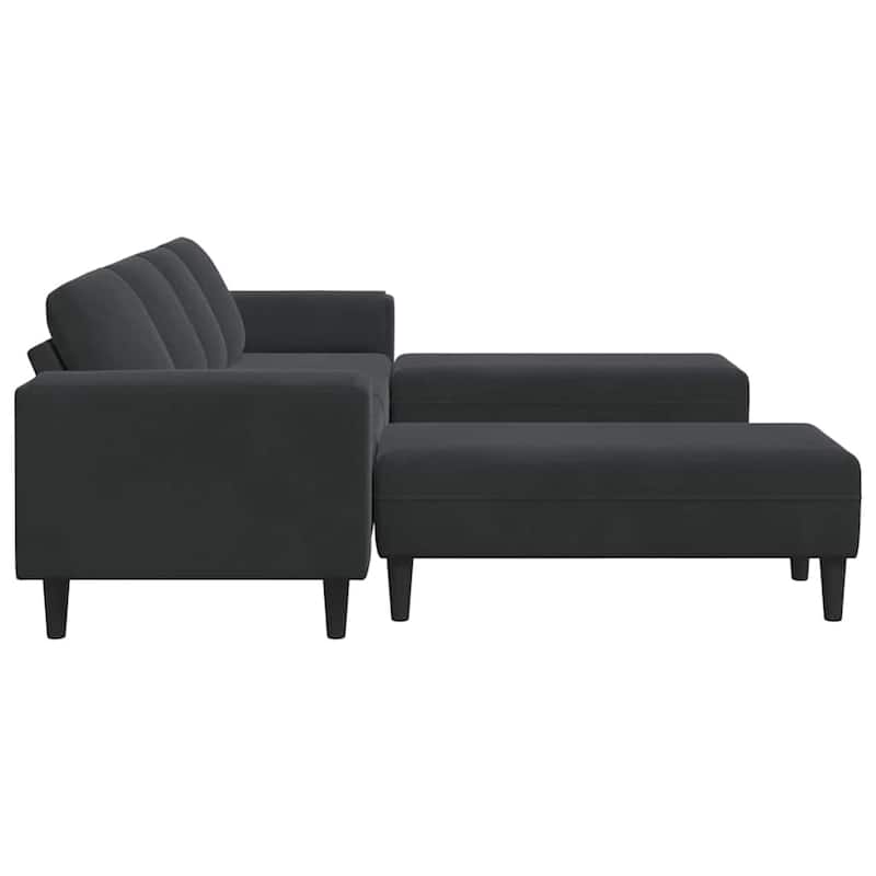 vidaXL Sofa Set Dark gray Velvet - 98.4 x 30.3 x 29.9 inch