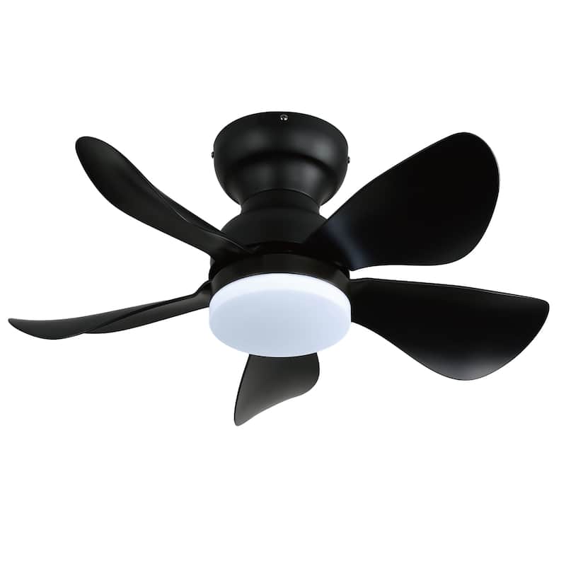 30 in. Modern Indoor Ceiling Fan with Dimmable Light and Remote Control - Black