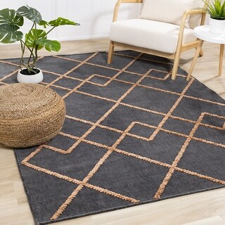 Laurel Collection - Orange/Grey Interlocking Diamonds Rug - Bed Bath ...