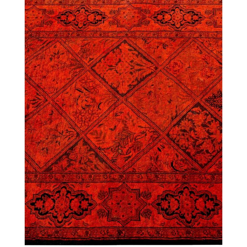 Overton Hand Knotted Wool Vintage Inspired Modern Contemporary Overdyed Orange Runner Rug - 2' 7" x 6' 10"