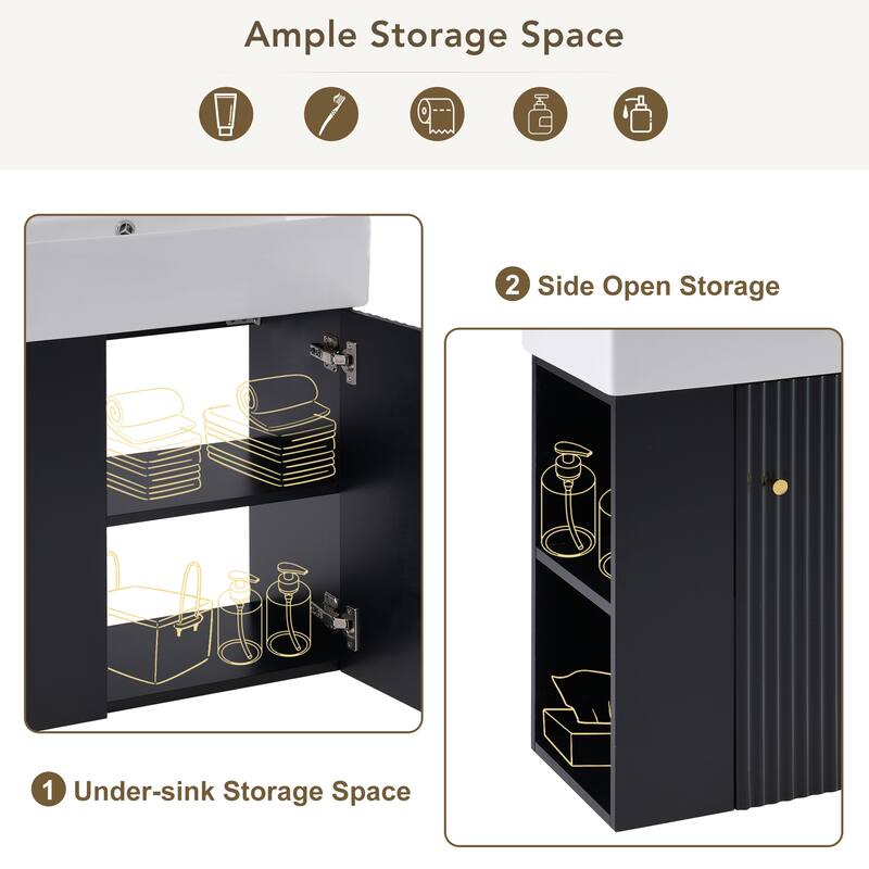 GDFStudio - Aria Wood & Ceramic Bathroom Vanity Combo Cabinet with Single Sink