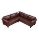 preview thumbnail 3 of 7, Mid-Century Sectional Corner Sofa L-shape Couch with Scroll Arms & Rivet Ornament for Large Space Dorm Apartment