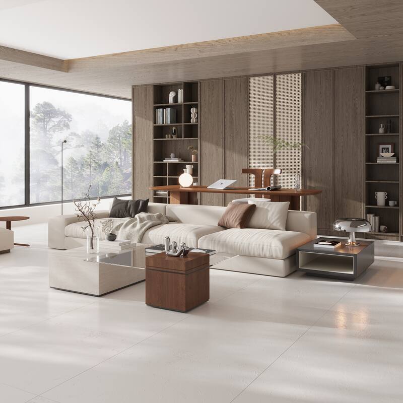 Imprint 36x36 White Porcelain Large Format Square Maiolica Wall and Floor Tile (17.67 sq ft/case) - 2 Pack