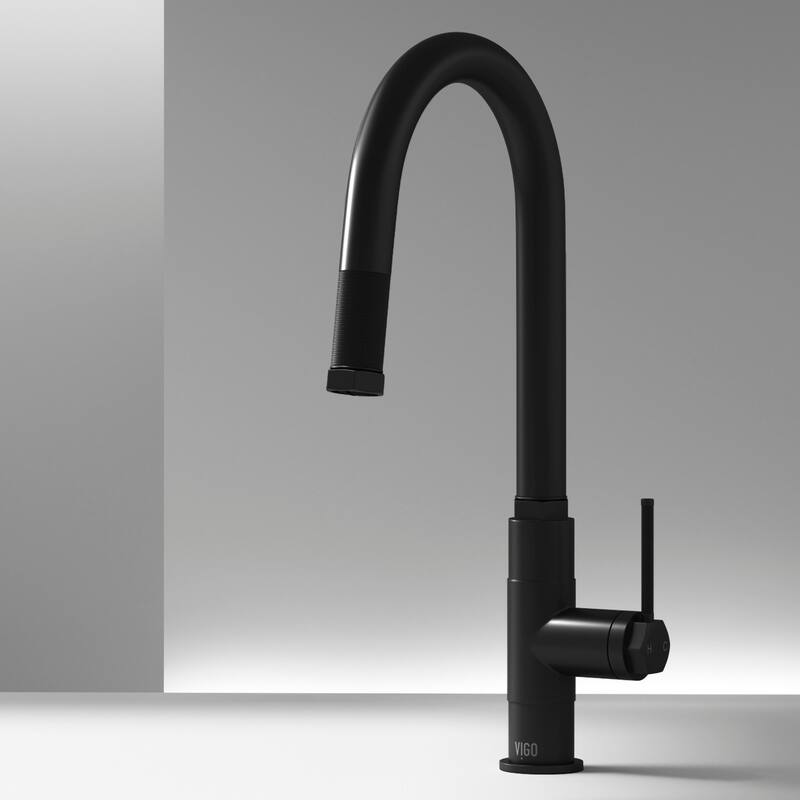 VIGO Hart Arched 18" H Single Handle Pull-Down Kitchen Faucet