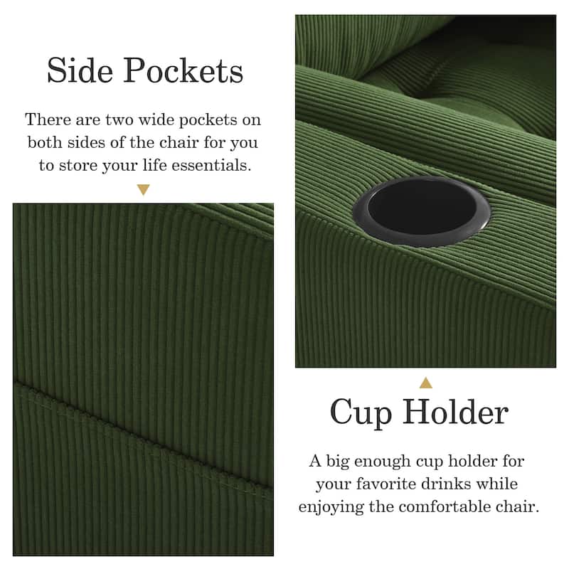 3-in-1 Corduroy Sleeper Sofa Pull-Out Bed Convertible Adjustable Loveseat with USB Port