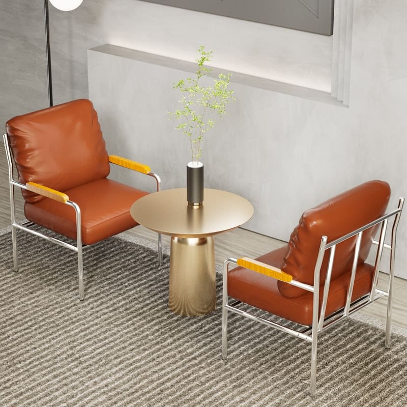 Momei 33.6"H Mid-Century Modern Armchair Stainless Steel Frame Accent Chair - 21.2"L x 24.2"W x 33.6"H
