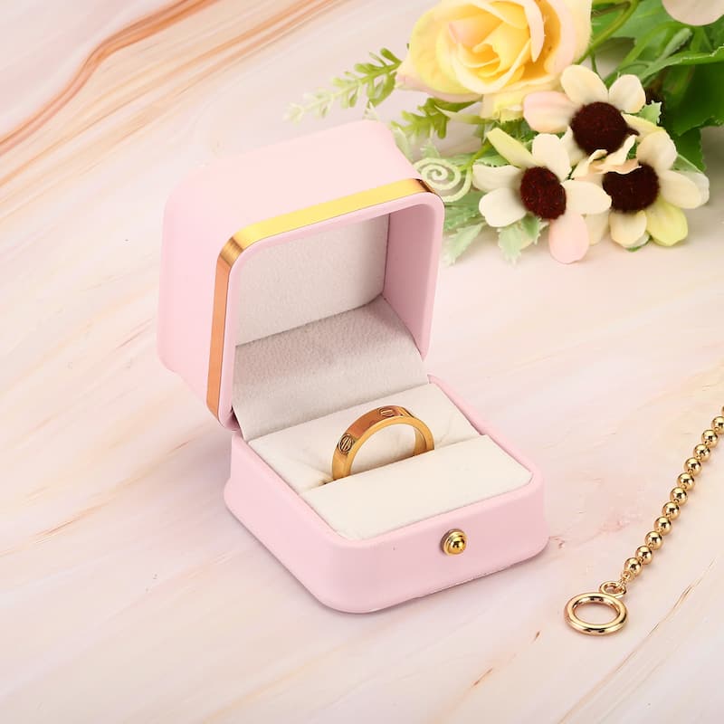 Velvet Ring Box, Single Slot Wedding Ring Box Jewelry Holder Style 2