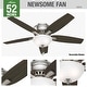 preview thumbnail 15 of 20, Hunter 52" Newsome Flush Mount Ceiling Fan with LED Bowl Light Kit and Pull Chain