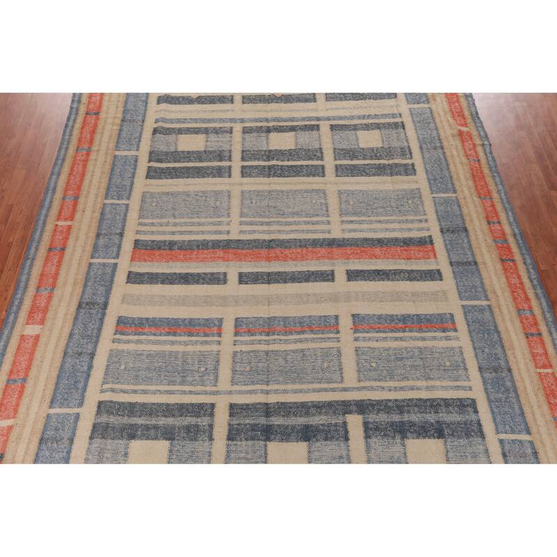 Flatweave Vegetable Dye Kilim Turkish Large Rug Oriental Jute Carpet - 10'8" x 13'1"