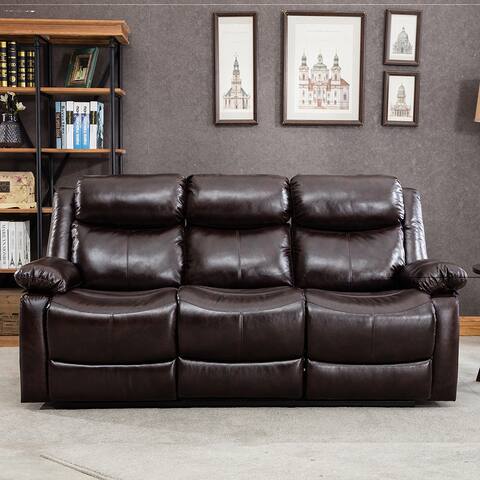 PU Leather Reclining Living Room Sofa, Manual Loveseat