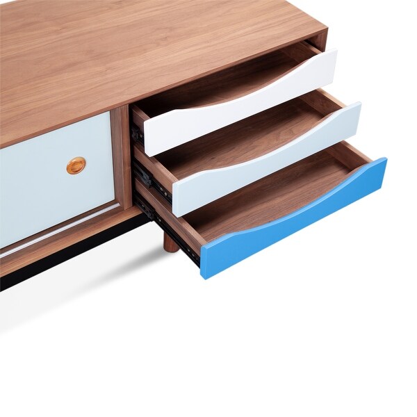 Finn Juhl 1955 TV Cabinet - Blue,Natural Walnut - Bed Bath