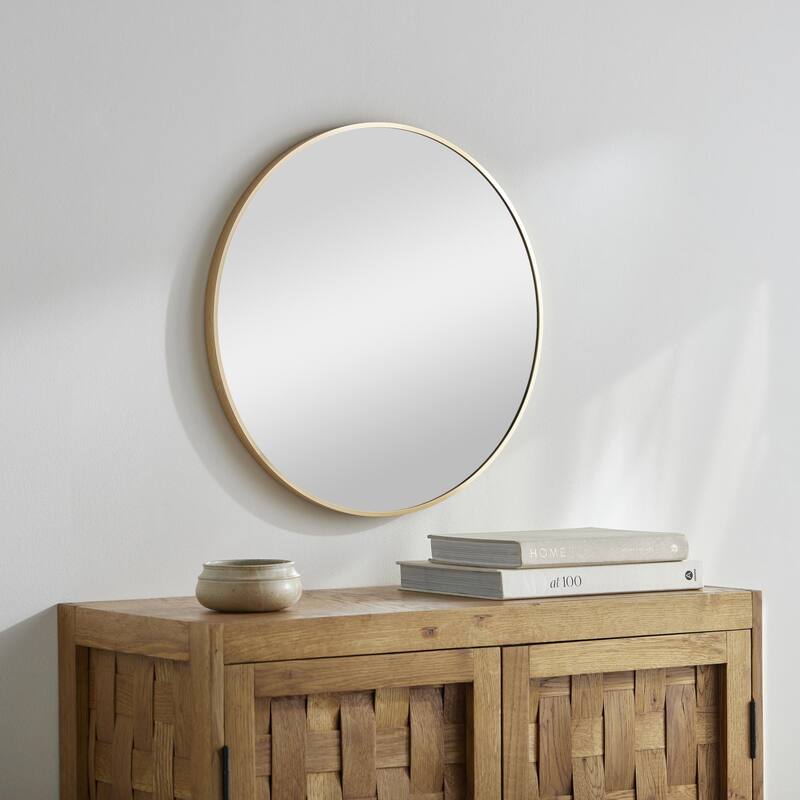 Livabliss Aranya Modern Aluminum Round Circle Accent Mirror - 36"H x 36"W x 1.1"D - Gold