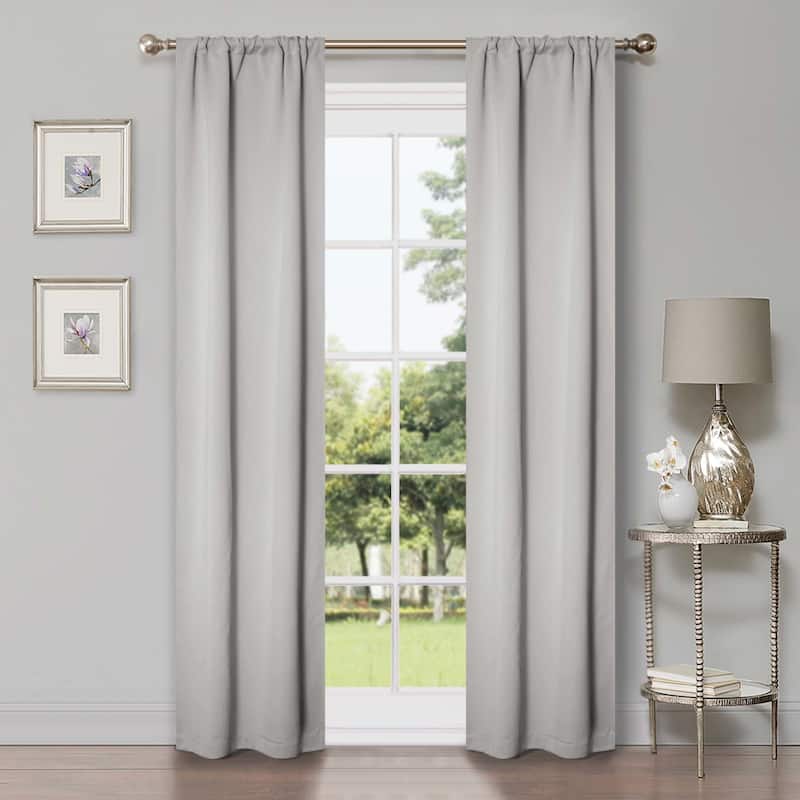 Superior Modern Solid Washable Room Darkening Blackout Curtains, Set of 2 Panels - 4PC- 26" x 84" - Chrome