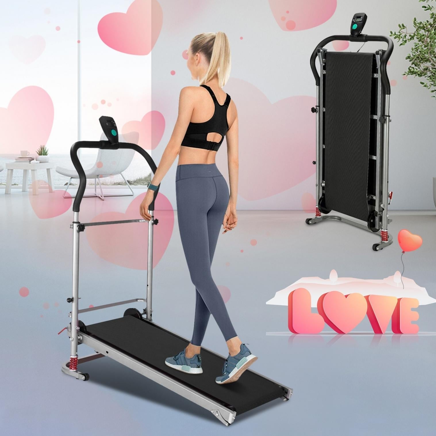 Shock absorbing Folding Manual Treadmill Walking Machine Fitness Exercise Home