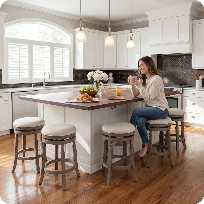 DTY Indoor Living Palmer Lake Backless Swivel Counter or Bar Stool