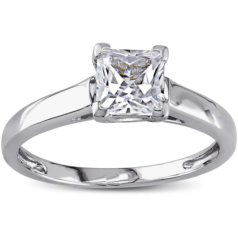 Miadora 10k White Gold Princess-cut Created White Sapphire Solitaire Engagement Ring