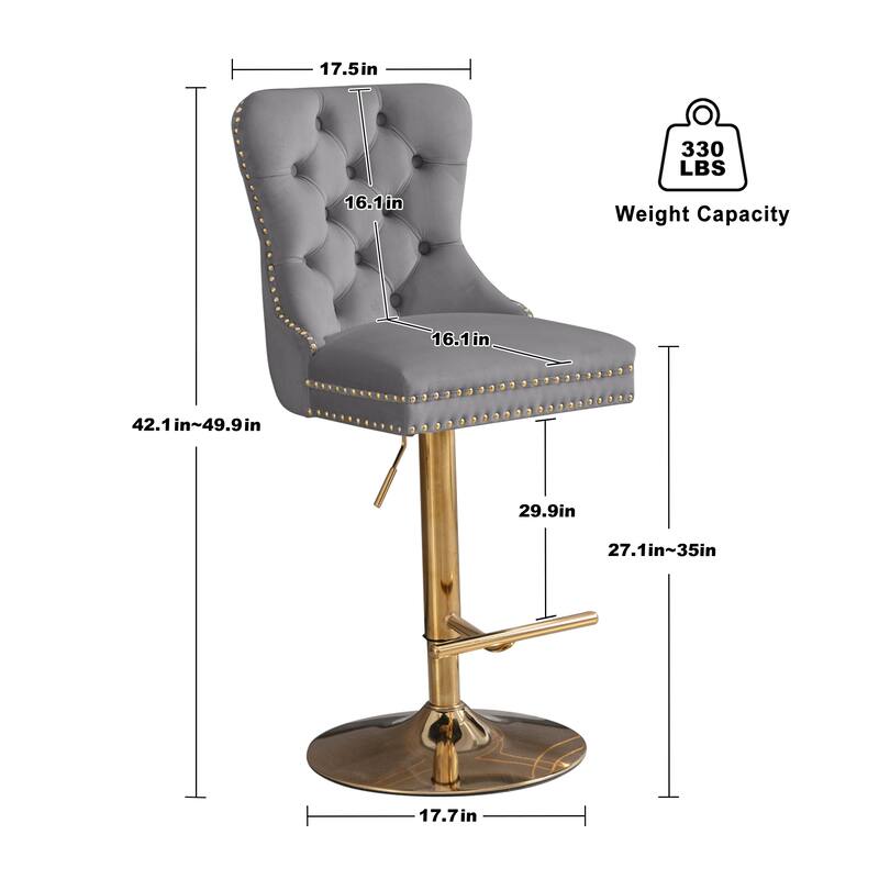 Thick Golden Swivel Velvet Bar Stools Set of 6