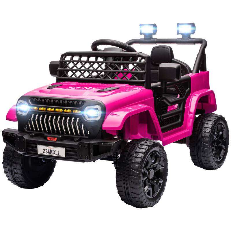 12V Battery Powered Kids Electric UTV, Qaba Ride-On Truck with 3 Speeds, Remote Control, USB Music, LED Headlights