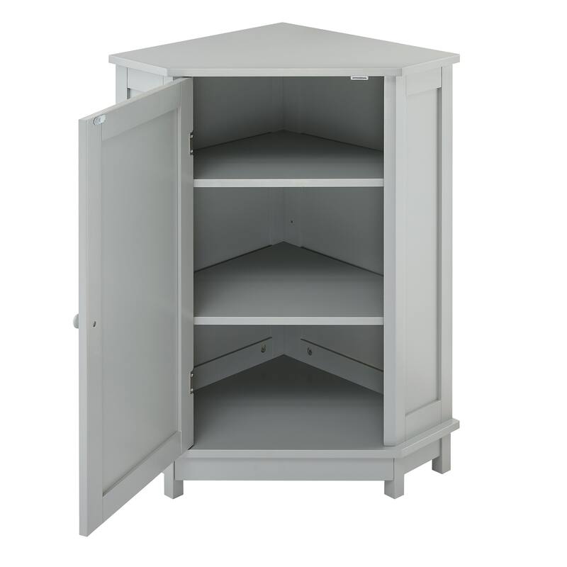 Bathroom Cabinet Triangle Corner Storage Cabinet with Adjustable Shelf Modern Style MDF Board