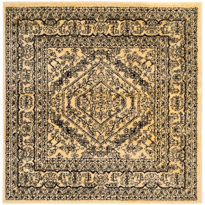 SAFAVIEH Adirondack Cheyenne Rustic Oriental Medallion Rug - 4' Square - Gold/Black