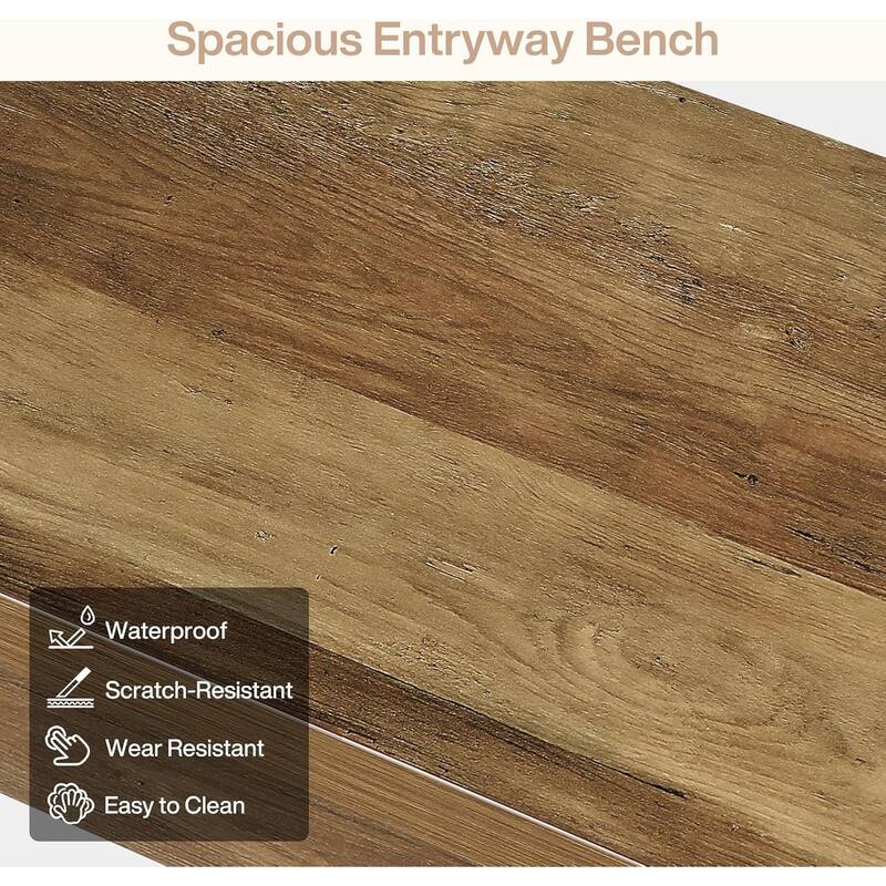 47" Long Rustic End of Bed Dining Entryway Bench with Heavy-Duty 5.9" Frame