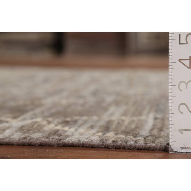 All-Over Trellis Moroccan Oriental Area Rug Handmade Beige Wool Carpet - 5'8"x 9'6"