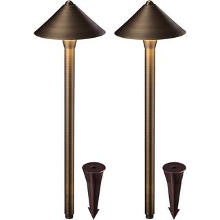 Conehead 12V Solid Cast Brass Path Light, Low Voltage, Work with G4 Bulb, (Bulbs Not Included), IP65 - 2 Pack