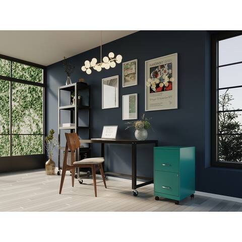 Space Solutions 18" 2 Drawer Mobile Smart Vertical File Cabinet, Teal