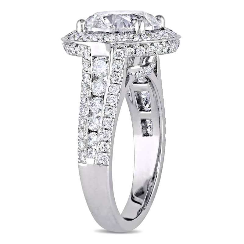 Miadora 4 9/10ct TDW Diamond Halo Engagement Ring in 14k White Gold