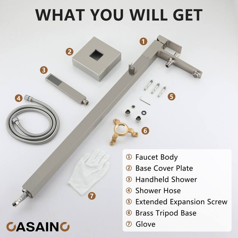 CASAINC Single-Handle Freestanding Floor-Mount Roman Tub Faucet Bathtub Filler with Hand Shower