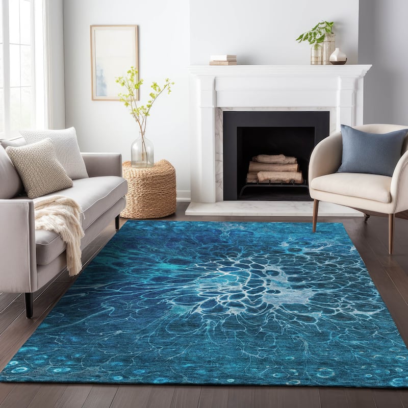Premium Washable Super Soft Modern Floral Mayfield Rug - Navy - 2' 6" x 3' 10" - Rectangle