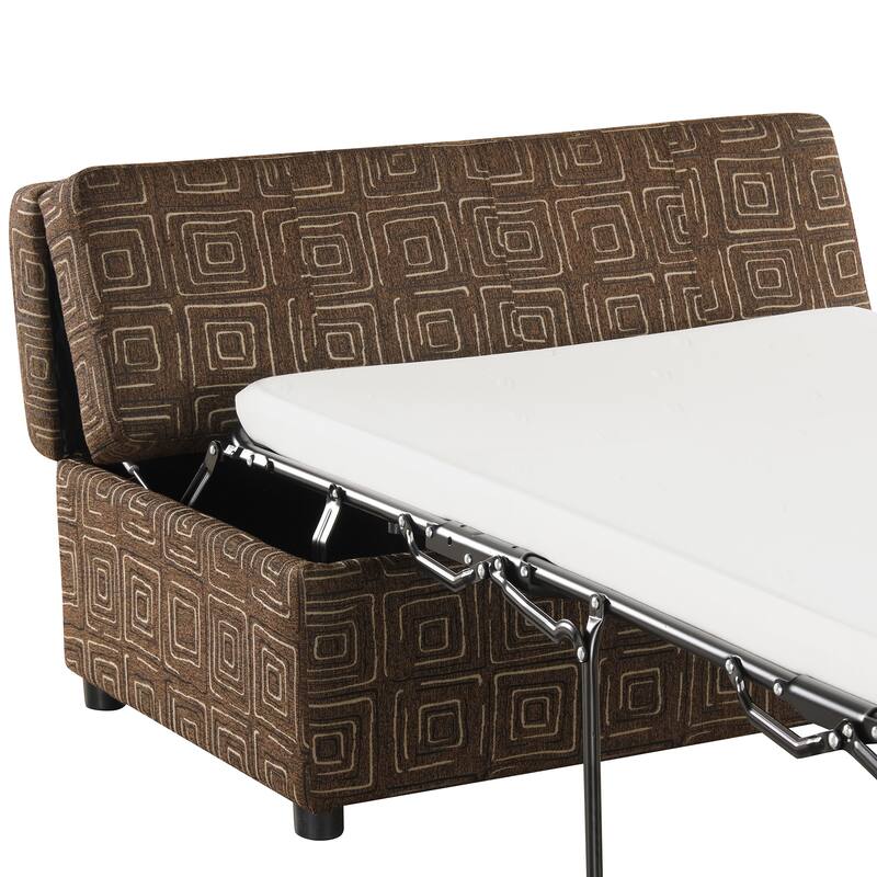 Roomfitters Twin Size Folding Ottoman Sleeper Bed with Mattress, Compact Convertible Guest Bed for Living Room