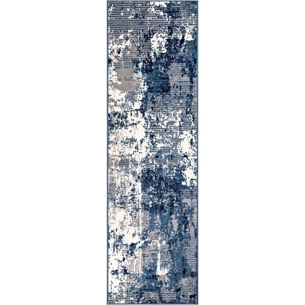 slide 2 of 7, Nourison Grafix Indoor Blue Abstract Area Rug 2' 3" x 7' 6" - Blue