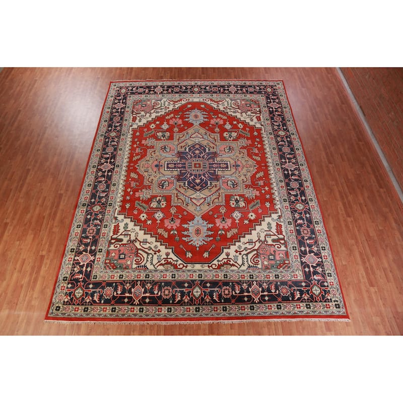 Hand Knotted Oriental 100% Wool Carpet Traditional Medallion Red Heriz (serapi) Area Rug - 15' 2'' X 11' 8''