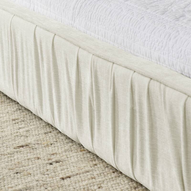 Queen Size Chenille Upholstered Bed Frame w/ Headboard and Wood Frame