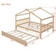 preview thumbnail 3 of 6, Full Size House Shaped Platform Bed Frame with Trundle, Natural