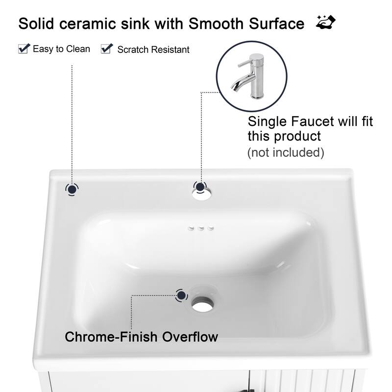 Malwee 24"/28" Floating Bathroom Vanity, Wall Mounted Bathroom Vanity with Ceramic Sink and Soft Close Door